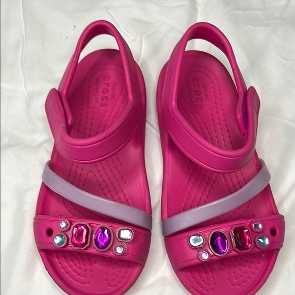 CROCS Fuchsia Sandals with Gem Details - Picture 1 of 5